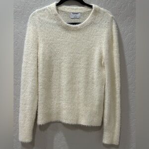 Old Navy Cream Fuzzy Crew Neck Sweater